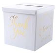 Briefbox zur Hochzeit in Weiß Gold für Geldbriefe und Glückwunschkarten  1