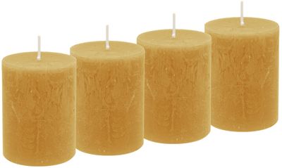 4 Rustic Stumpenkerzen Senf Gelb Tischdeko Partydeko Adventskranz Ø 6cm H 8cm