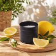 Outdoor Duftkerze Zitrone im Metalltopf – Gartenkerze Terrasse Schwarz Weiß 2