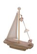 Maritimes Deko Segelboot Holz mit Muscheln Holzsegelschiff Boot Höhe 21cm 1