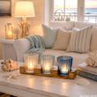Teelichter Blau Hellblau Taupe - kleine Windlichter Tischdeko Maritim Deko  5