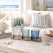 Maritime Deko Kerzenglas Blau Taupe kleine Windlichter Tischdeko Sommer Terrasse 3