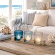 Maritime Deko Kerzenglas Set in Blau & Taupe - Materialmix aus Holz und Glas  4