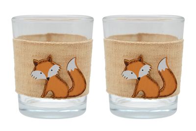 Teelichtglas Fuchs Orange Tischdeko Kindergeburtstag Herbstdeko 2 Stück