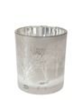 Teelichthalter Klein aus Glas in Taupe mit winterlichen Motiven Hirsch Winterwald 3