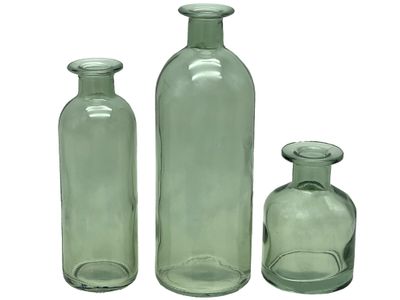 Vase Grün Salbei Glas Blumenvase Dekovasen 3 fach sortiert