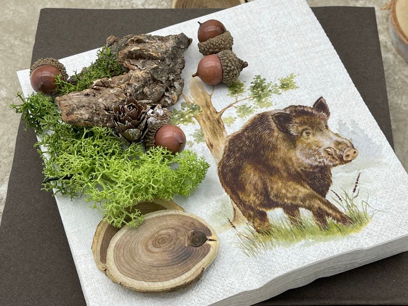 Servietten Wildschwein Herbst Jäger Wildessen Tischdeko Deko 33 x 33 cm ...