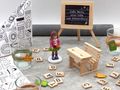 Einschulung Tischdeko Mädchen Schulanfang Schulbank Tafel Personalisierbar SET 2