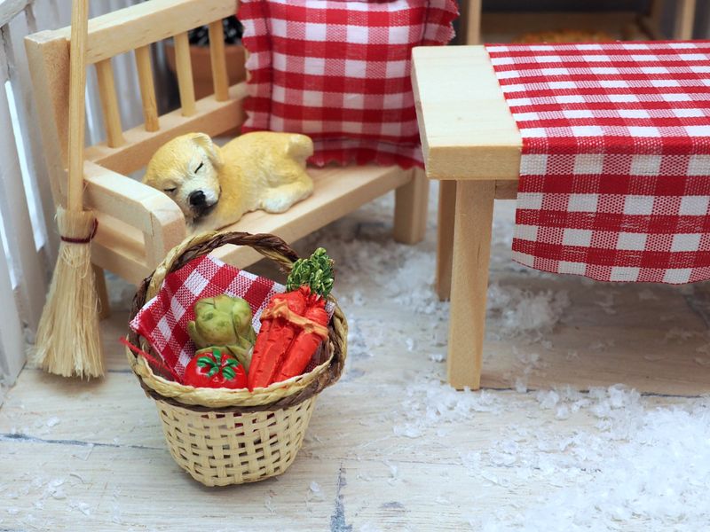 Wichtel Zubehör Körbchen Tomate Artischoke Möhren Weihnachten Miniatur ...