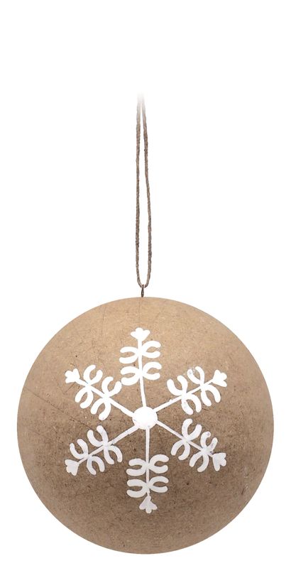 Schneeflocke krumm Christbaumschmuck Kraft Papier Kugel Groß Natur Weiß Hängedeko Weihnachten 10cm Ø