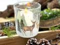 Windlicht Teelichthalter Glas Hirschpaar Schnee Tanne Weihnachten Deko 8cm hoch 6
