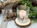 Windlicht Teelichthalter Glas Hirschpaar Schnee Tanne Weihnachten Deko 8cm hoch 5