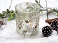 Zapfen und Schnee Glas Windlicht Tannenzweigen Zapfen Deko Weihnachten Advent Winter Deko 10cm H 2