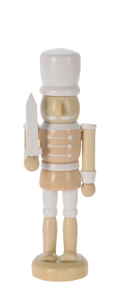 Schwert in der Hand Nussknacker Figur Holz Braun Weiß Soldat Tischdeko Weihnachten 13 cm