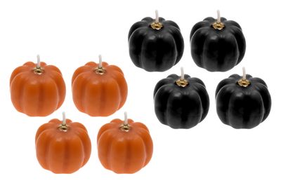 Kürbis Dekokerzen Schwarz Orange Herbst Tischdeko 4er Set Deko 4 cm Ø