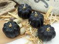 kleine schwarze Kürbis Kerzen als dekoratives Element für Erntedankfest Herbstfeste oder Mottofeiern  7