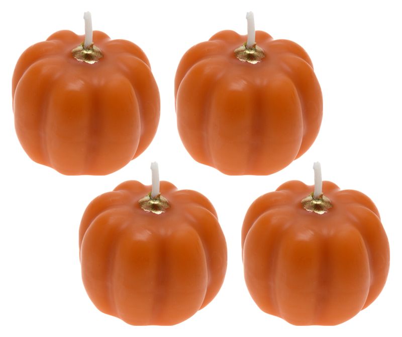 Kürbis Dekokerzen Orange Herbst Tischdeko 4er Set Deko 4 cm