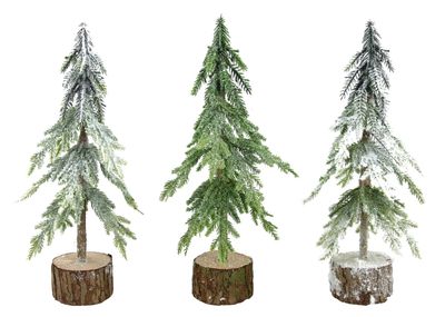 Tannenbaum Deko Kunsttanne Baumstamm Fuß Kunstschnee Glitzer Weihnachtsdeko 27cm