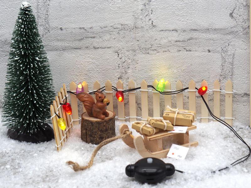 Wichtel Lichterkette Mit 8 Weihnachtsmännern - Miniatur Für Puppenhaus