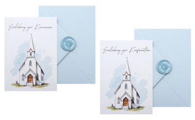 Personalisierte Einladungskarte Konfirmation Kommunion Kirche Karte mit Umschlag