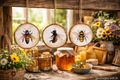 Drei Holzscheiben mit Bienenmotiv für Imker als Geschenkaufhänger - Geschenkidee Geburtstag Weihnachten 2