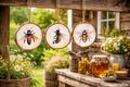 Deko Beinen Holzscheiben für Garten, Balkon & Terrasse, als Wanddeko für draußen & drinnen - Geschenk für Imker 4