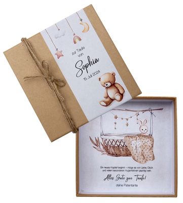 Geldgeschenk Kraft Verpackung Personalisiertes Geschenk Geburt Taufe Hase Bär