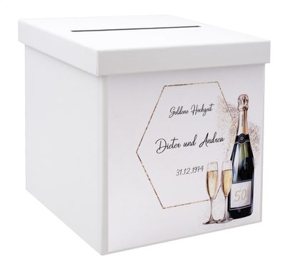 Briefbox Kartenbox Gold Hochzeit Goldhochzeit Champagner Personalisiertes Geschenk