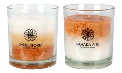 Duftkerze Kerzen im Glas "Sahara Sun" oder "Sand Storm" Sommerduft Tischdeko 10cm Hoch