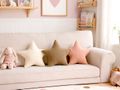 Kissen Stern Weiß Taupe Rosa Kinderzimmer Zierkissen Deko 40cm Ø 2