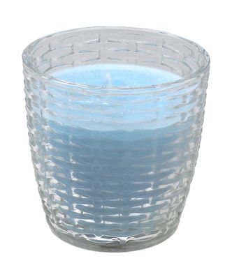 Kerzenglas Deko Kerze im Glas Hellblau Maritim ohne Duft Tischdeko 9cm