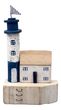 Maritime Deko Leuchtturm Blau Weiß Haus Holz Treibholz Badezimmer 17 x 31cm H 1