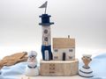 Maritime Deko Leuchtturm Blau Weiß Haus Holz Badezimmer Garten Terrasse 3