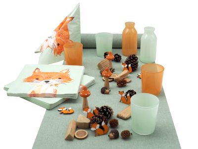 Tischdeko Kindergeburtstag Fuchs Mint Orange Natur Geburtstag Deko SET