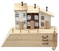 Maritime Deko Häuser Holz Creme Braun Bad Garten Wohnzimmer  21,5 x 16 x 7cm 1