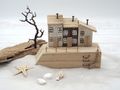 Maritime Deko Häuser Holz Creme Braun Bad Garten Wohnzimmer  21,5 x 16 x 7cm 4