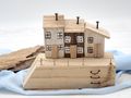 Maritime Deko Häuser Holz Creme Braun Bad Garten Wohnzimmer  21,5 x 16 x 7cm 3