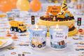 Personalisierte Windlichter aus Glas mit Baustellen Motiv, NAME & ZAHL - Tischdeko Kindergeburtstag Deko Junge 5