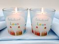 Windlicht Kerzenglas Teelichtglas Einschulung Schulkind Banderole mit NAME  5
