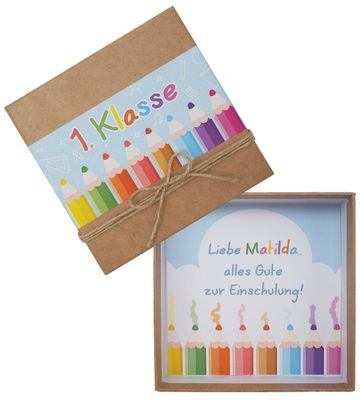 Geldgeschenk Verpackung Einschulung Personalisiertes Geschenk 1.Klasse Schule Buntstifte