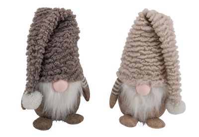 Wichtel Stoff Figur Creme Braun Stehend Weihnachten Tomte Gnom Deko Geschenk Türstopper 26cm