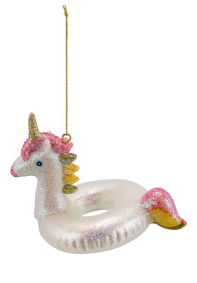 Christbaumschmuck Glas Einhorn Schwimmring Weihnachten 11cm