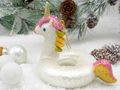 Christbaumschmuck Rosa Glitter Ainhorn aus Glas für Weihnachtsbaum Zweige Girlanden und Adventskranz 2
