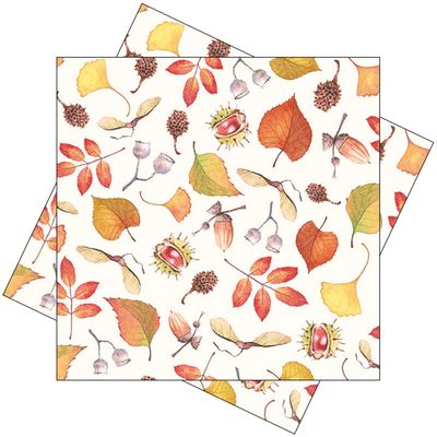 Servietten Herbst Blätter Kastanien Eicheln Rot Orange Tischdeko Deko 33 x 33 cm 20er Pack