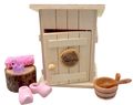 Wichtel Zubehör Wellness Sauna ROSA Holz Saunahäuschen Badeente Handtuch Pink Wichteline SET 1