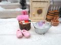 Miniatur Badeset Pink Rosa Wichteline Puppenhaus Mädchen Basteln Geschenk Adventskalendar 3