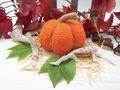 Kürbis Stoff Jute Orange Klein 12cm Herbst Tischdeko 3