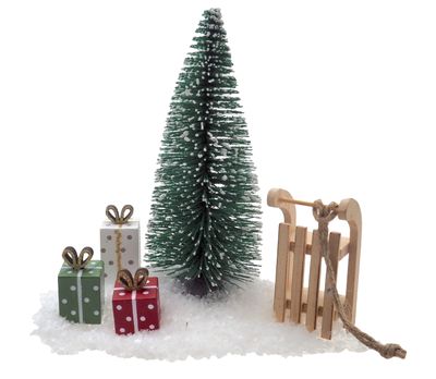 Wichtel Zubehör Tannenbaum Geschenke Pakete Schlitten Schnee Puppenhaus SET 6-teilig