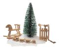 Wichtel Zubehör Tannenbaum Schaukelpferd Eisenbahn Schlitten Schnee Puppenhaus SET 5-teilig 1