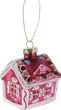 Christbaumschmuck Lebkuchenhaus Pink Glas Weihnachten 8cm Hoch 3